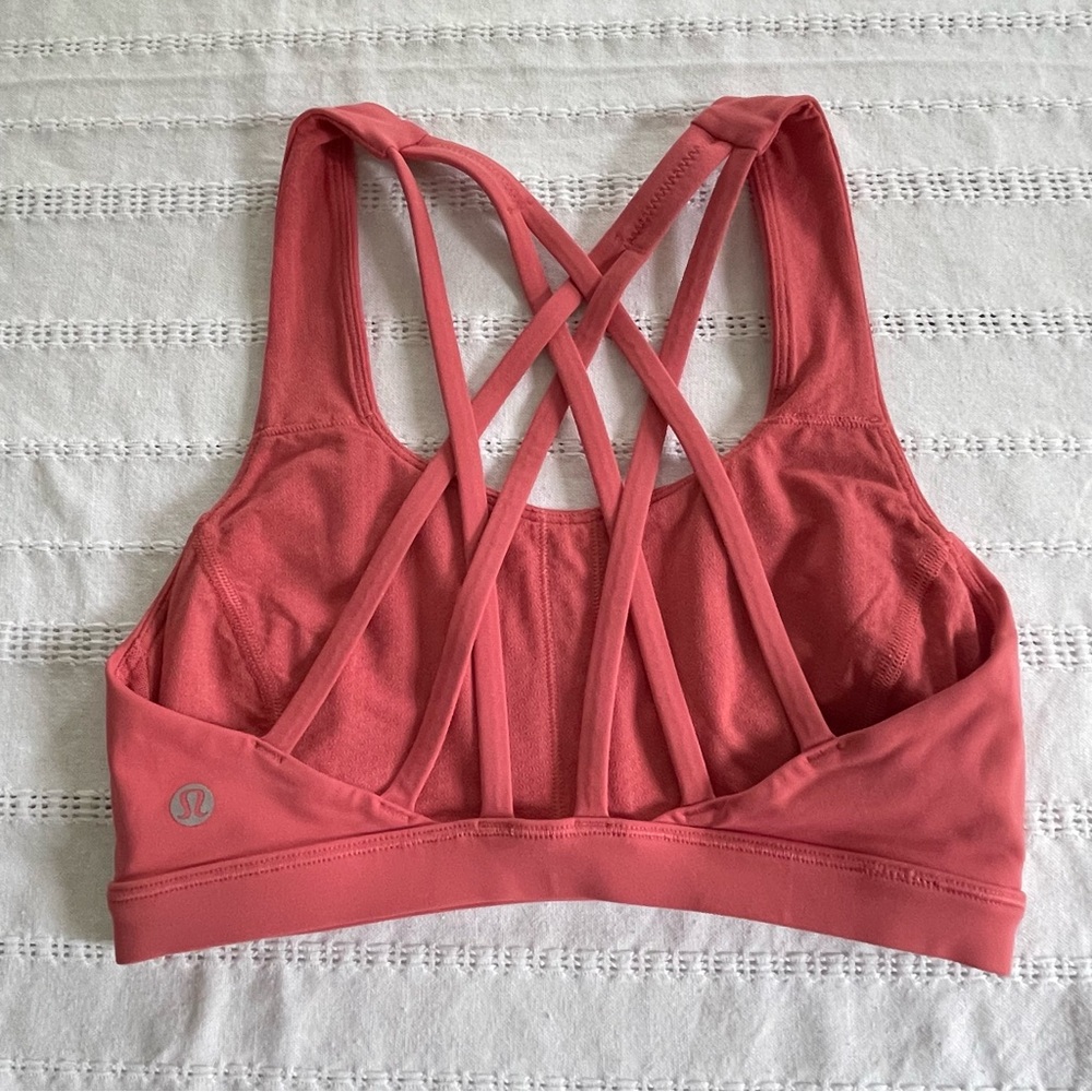 lululemon athletica Free To Be Pink Coral Sports Bra size 4